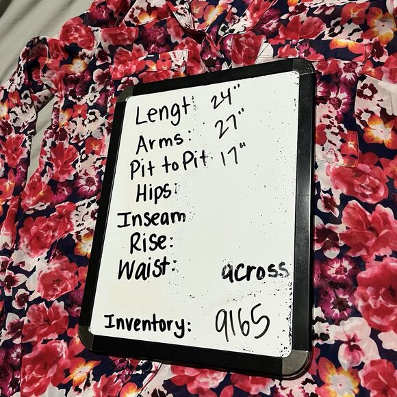 Express The Portofino Shirt Pink Floral Button Up Roll Tab Top Womens Size S - Picture 9 of 9